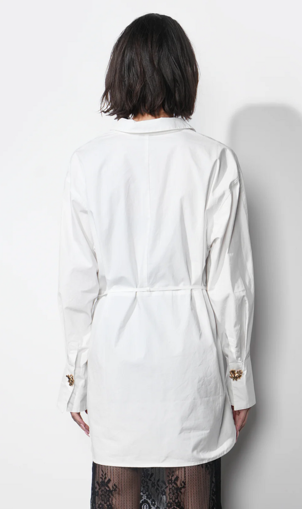 CHARLOTTE LONGLINE OVERSIZED BUTTON UP SHIRT W/ REMOVABLE TIE