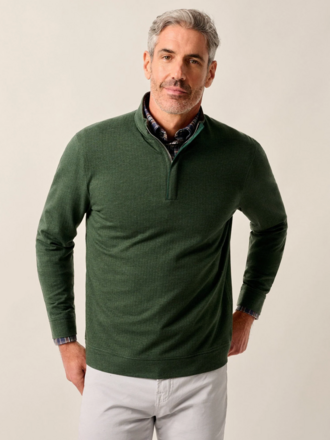 JOHNNIE-O RUBIN HERRINGBONE COTTON CASHMERE 1/4 ZIP PULLOVER