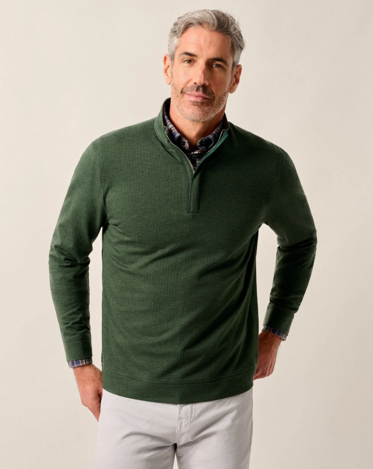 JOHNNIE-O RUBIN HERRINGBONE COTTON CASHMERE 1/4 ZIP PULLOVER