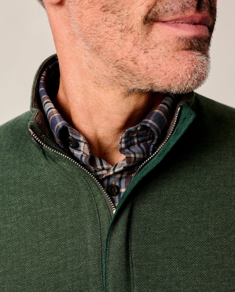 JOHNNIE-O RUBIN HERRINGBONE COTTON CASHMERE 1/4 ZIP PULLOVER