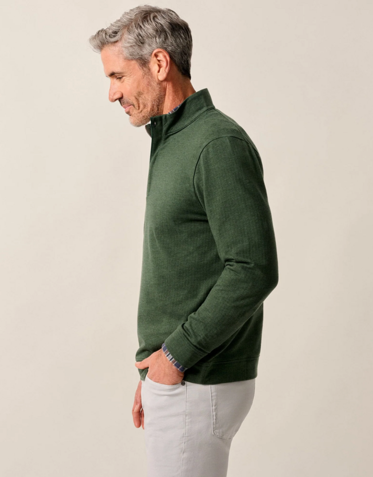 JOHNNIE-O RUBIN HERRINGBONE COTTON CASHMERE 1/4 ZIP PULLOVER