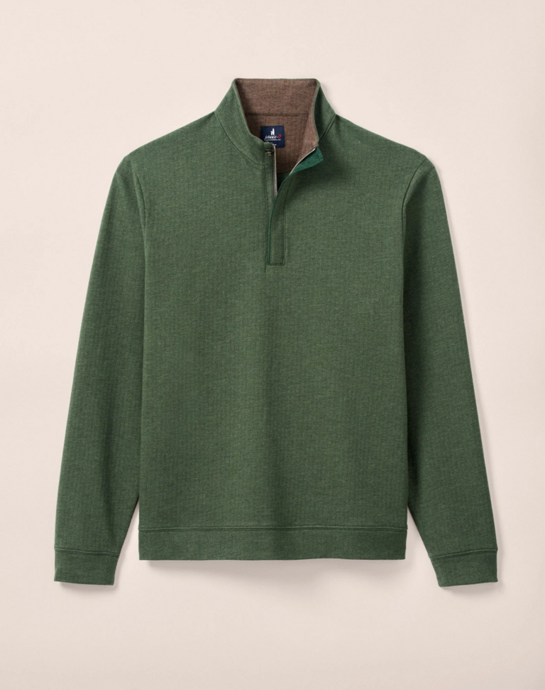 JOHNNIE-O RUBIN HERRINGBONE COTTON CASHMERE 1/4 ZIP PULLOVER