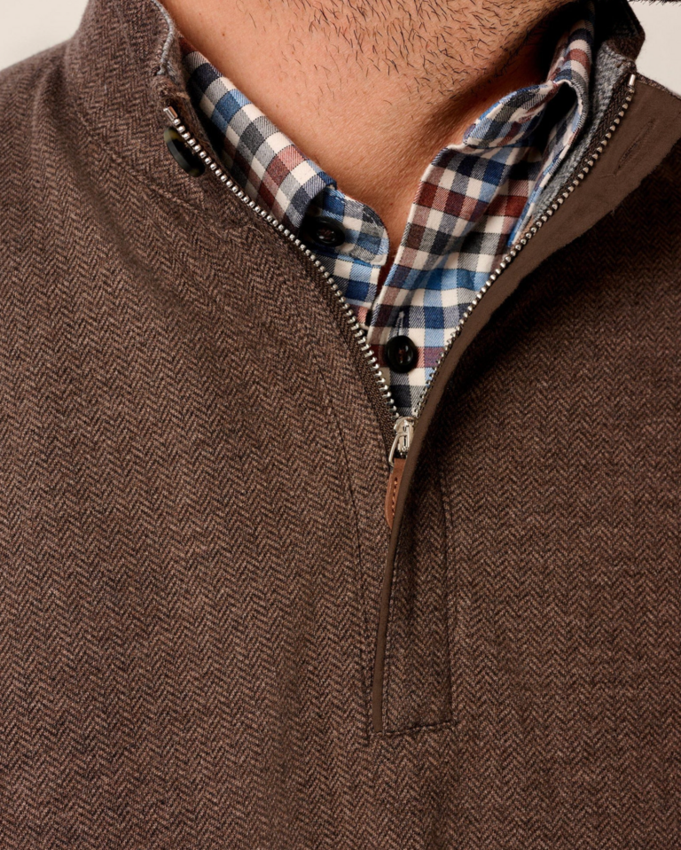 JOHNNIE-O RUBIN HERRINGBONE COTTON CASHMERE 1/4 ZIP PULLOVER