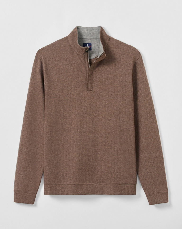 JOHNNIE-O RUBIN HERRINGBONE COTTON CASHMERE 1/4 ZIP PULLOVER