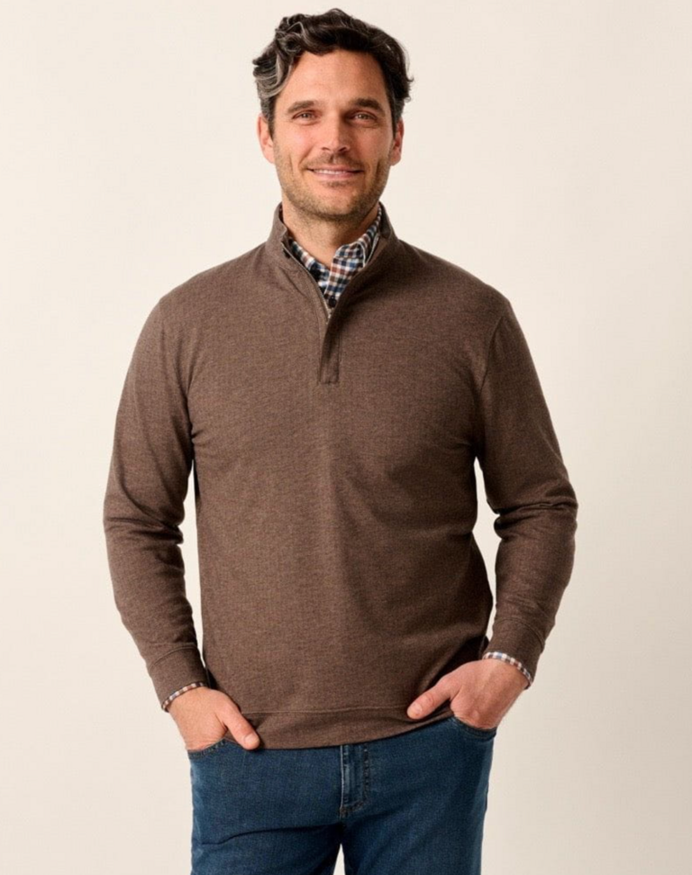JOHNNIE-O RUBIN HERRINGBONE COTTON CASHMERE 1/4 ZIP PULLOVER
