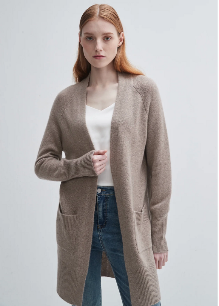 PISSENLIT REVERSIBLE CASHMERE CARDIGAN COAT CAMEL TWEED