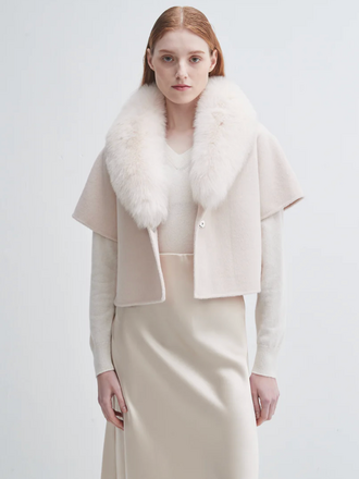 PISSENLIT SHORT SLEEVE JACKET WITH FUR COLLAR