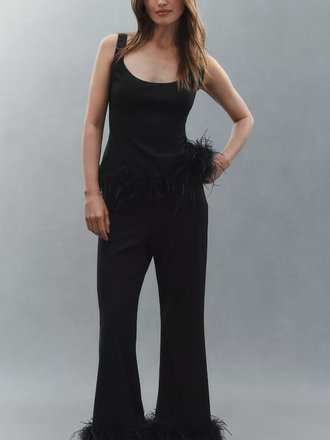 RIZZO FEATHER TANK TOP BLACK