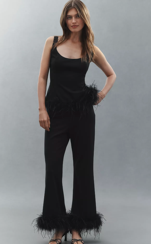 RIZZO FEATHER TANK TOP BLACK