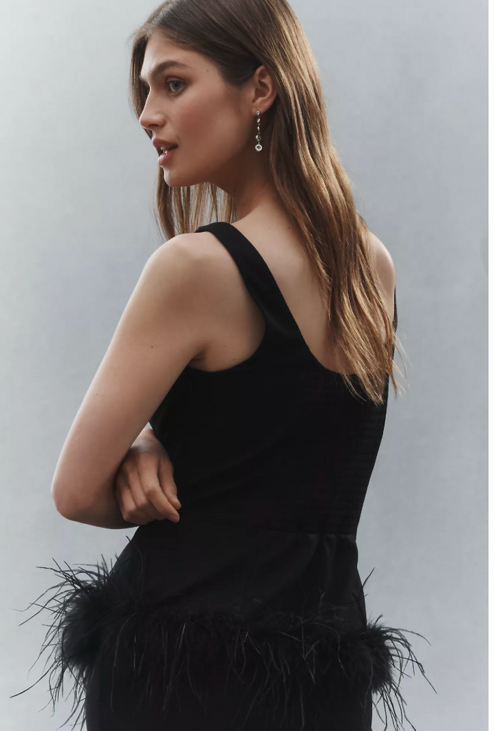 RIZZO FEATHER TANK TOP BLACK