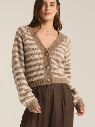 Z SUPPLY ESTE METTALIC STRIPE CARDIGAN