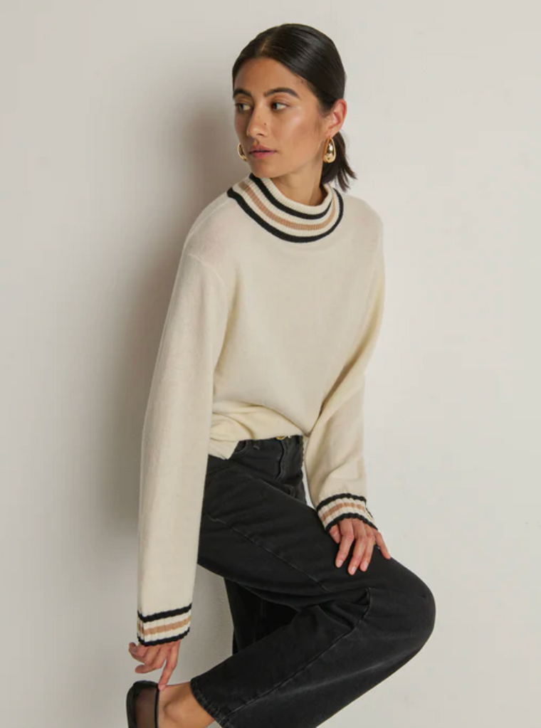 NATION LTD TOMMIE MOCK NECK SWEATER SNOWFLAKE
