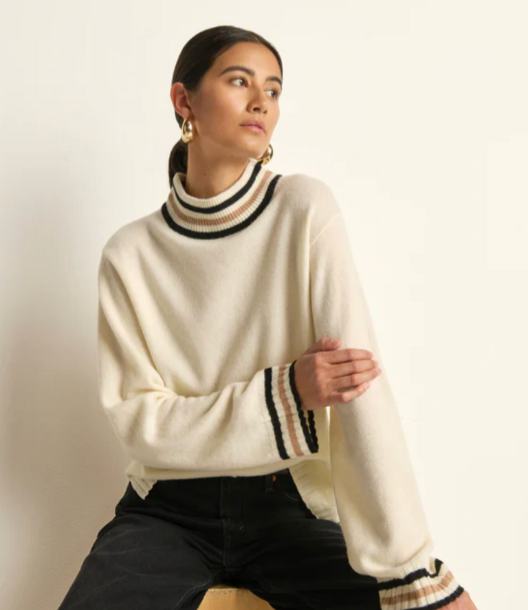 NATION LTD TOMMIE MOCK NECK SWEATER SNOWFLAKE