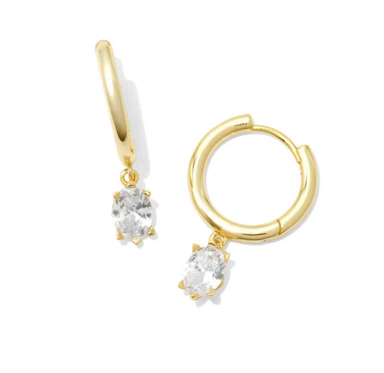 CAILIN SINGLE STONE HUGGIE GOD WHITE CRYSTAL