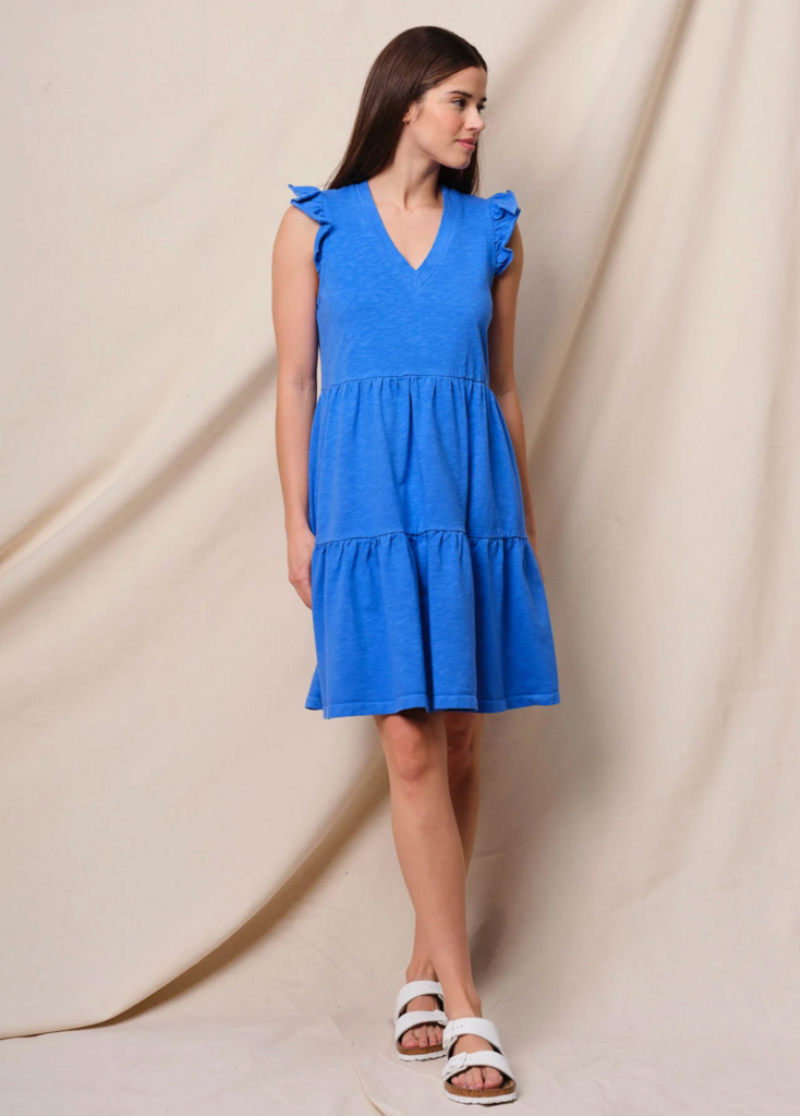 SUNDRY TIERED FLUTTER DRESS