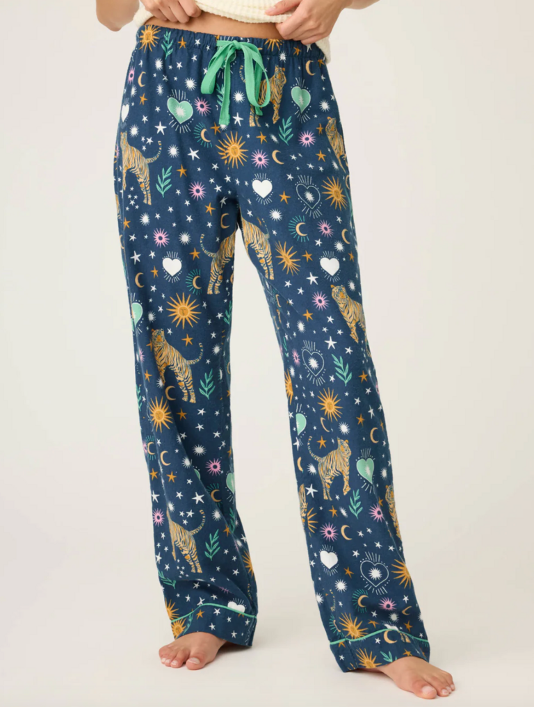 PJ SALVAGE WILD AT HEART TIGER PRINT FLANNEL PAJAMA PANT