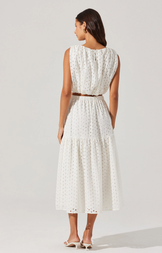 ASTR THE LABEL NALLEY EYELET MIDI SKIRT