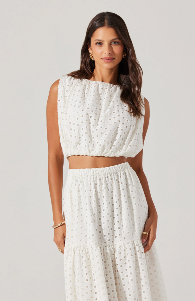 ASTR THE LABEL NALLEY EYELET CROP TOP