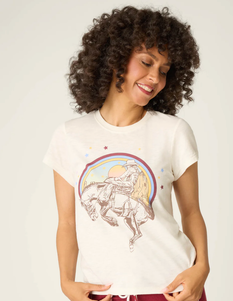 PJ SALVAGE HOLD YOUR HORSES COWGIRL GRAPHIC T-SHIRT