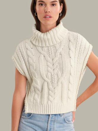525 AMERICA MAEVE CABLE KNIT VEST SEA SALT