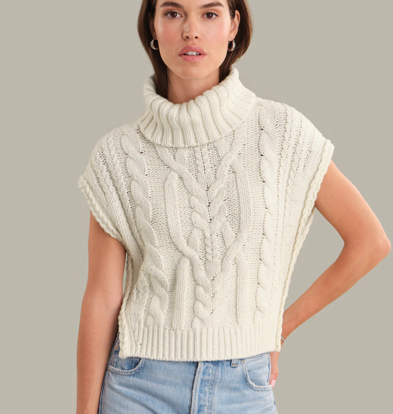 525 AMERICA MAEVE CABLE KNIT VEST SEA SALT