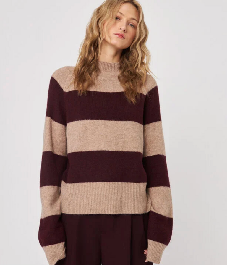 JOHN & JENN EDISON SWEATER PINOT STRIPE
