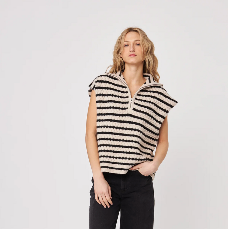 JOHN & JENN ARROW TOP ALMOND STRIPE
