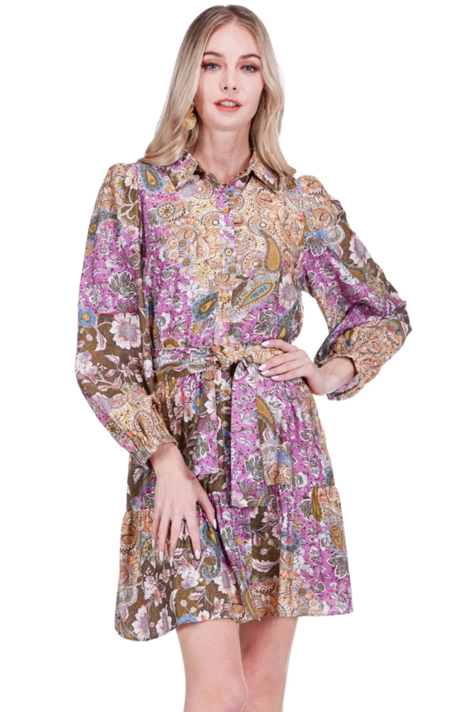 RUFFLES HEM SHIRT DRESS