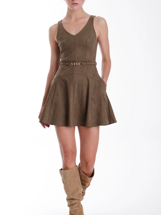 KARINA GRIMALDI HANNA SUEDE MINI DRESS