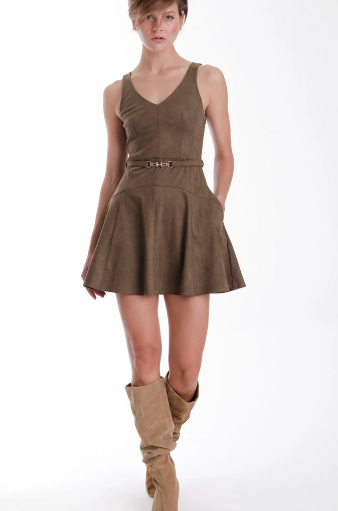 KARINA GRIMALDI HANNA SUEDE MINI DRESS