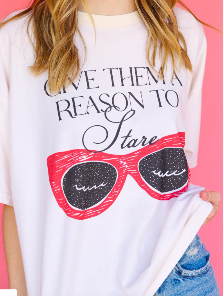 ALL US GIVE THEM A REASON TO STARE BOY TEE ROSE