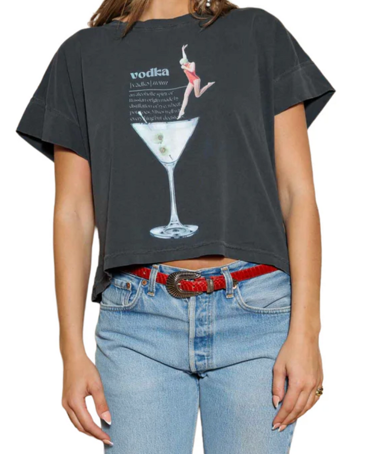 ALL US VODKA JUMP HI-LO TEE VINTAGE BLACK