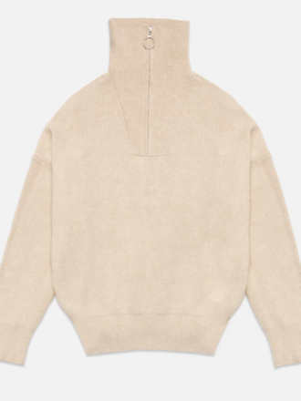 DÈLUC SPENCER HALF ZIP SWEATER ECRU MELANGE