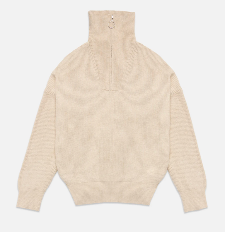 DÈLUC SPENCER HALF ZIP SWEATER ECRU MELANGE