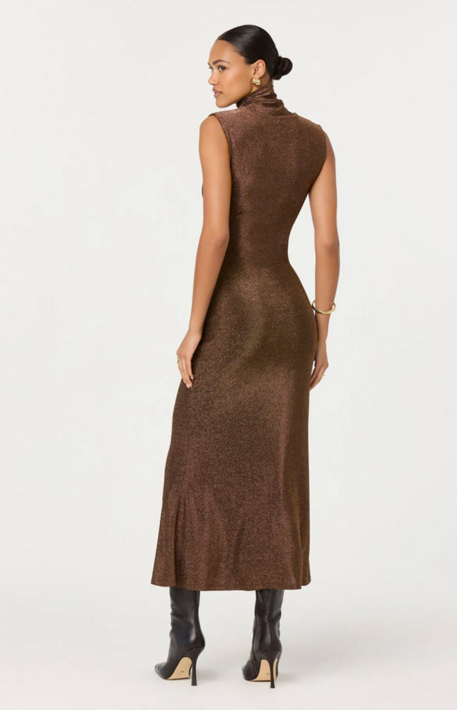 ASTR RIANA METTALIC TWIST FRONT MAXI DRESS