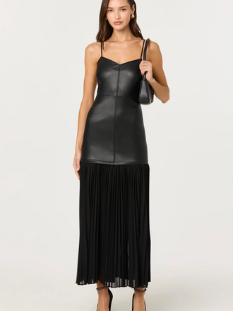 ASTR LEZITH FAUX LEATHER MAXI DRESS