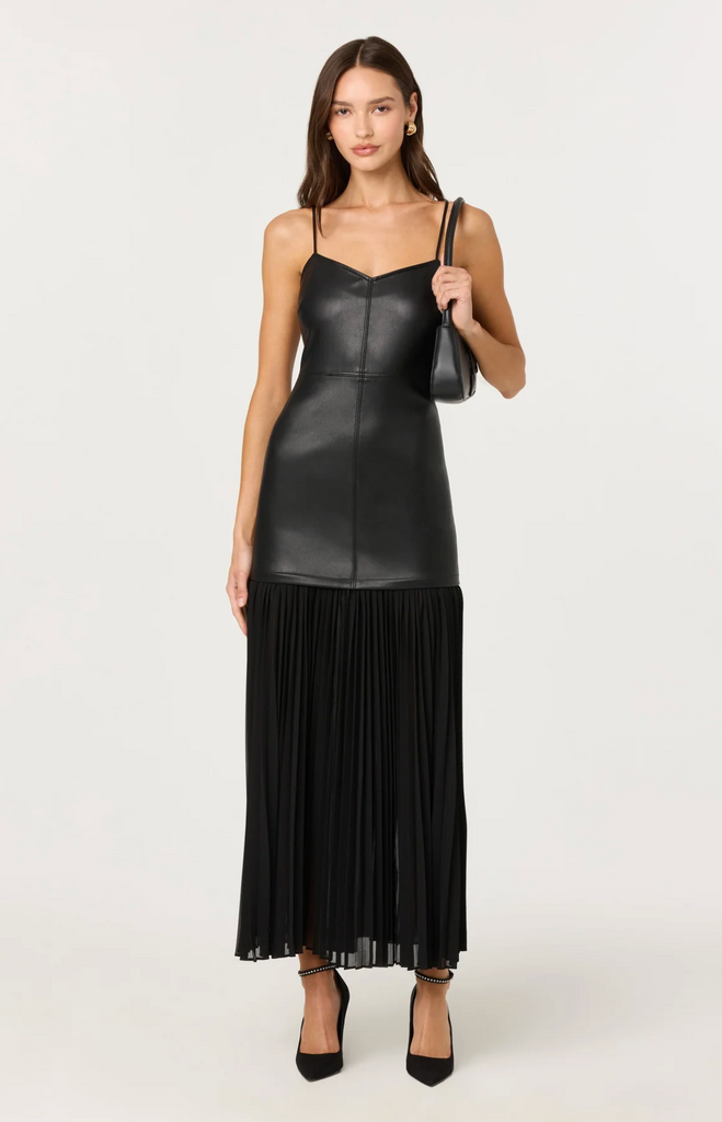 ASTR LEZITH FAUX LEATHER MAXI DRESS