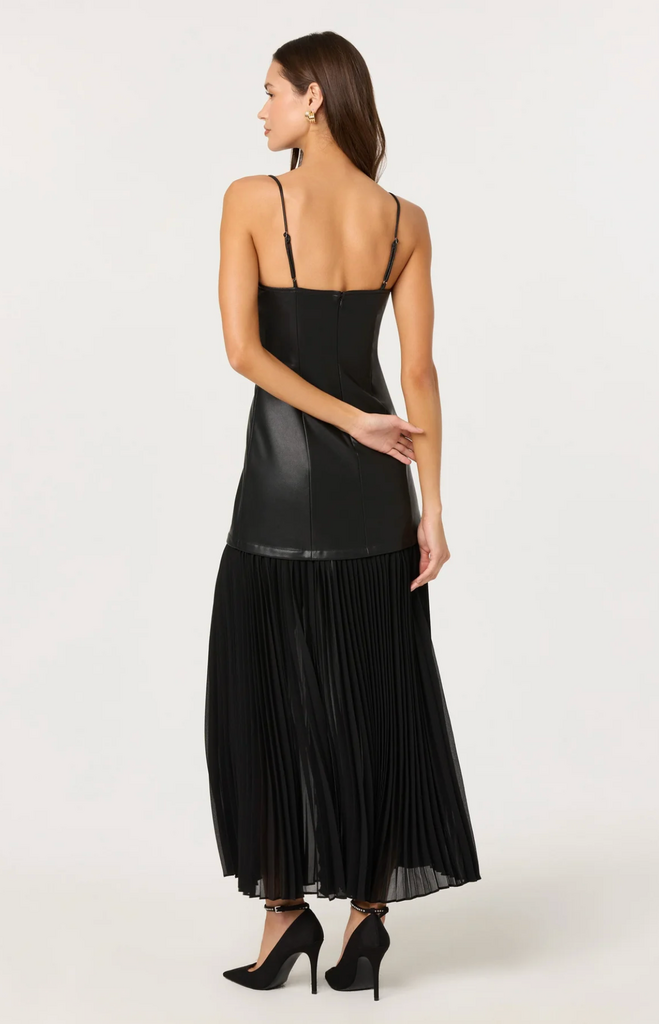 ASTR LEZITH FAUX LEATHER MAXI DRESS