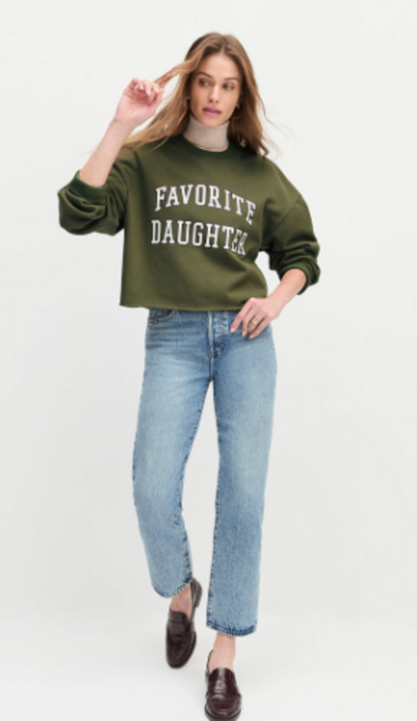 FAVORITE DAUGHTER THE CROPPED COLLEGIATE SWEATSHIRT
