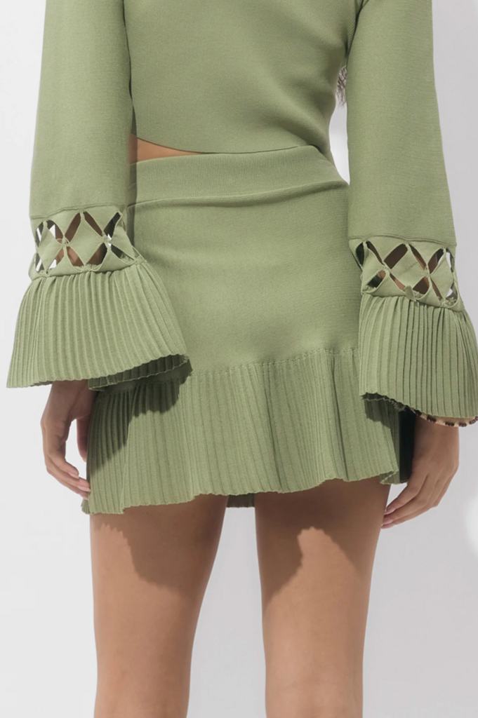CASSIA PLEATED RIB MINI SKIRT
