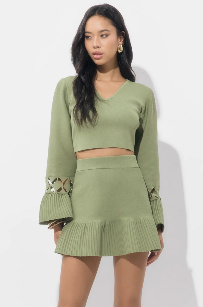 CASSIA PLEATED RIB MINI SKIRT