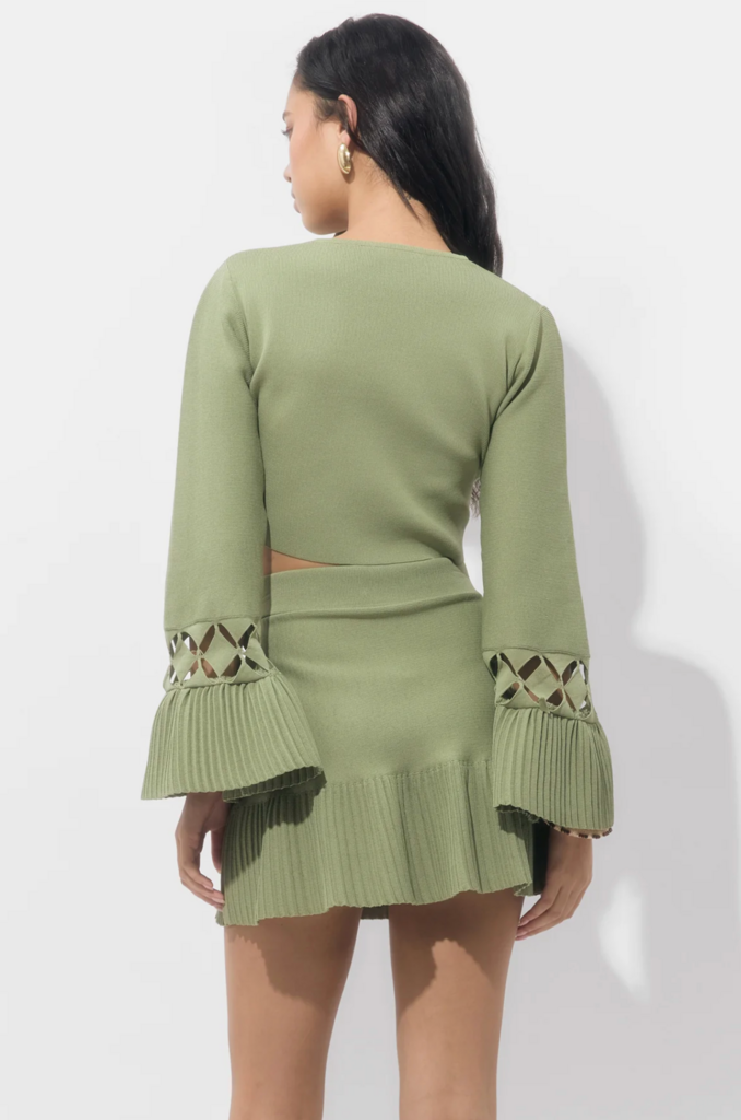 CASSIA PLEATED RIB MINI SKIRT