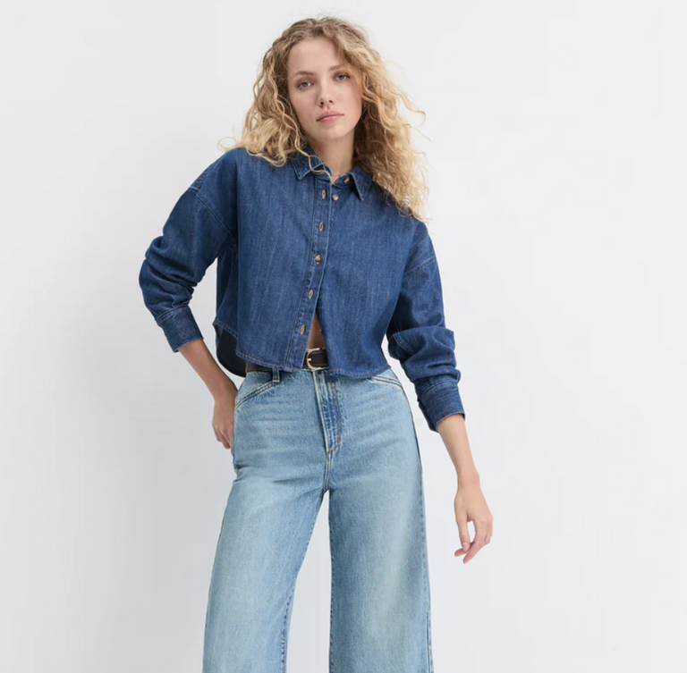 FAVORITE DAUGHTER THE CROP EX-BOYFRIEND SHIRT