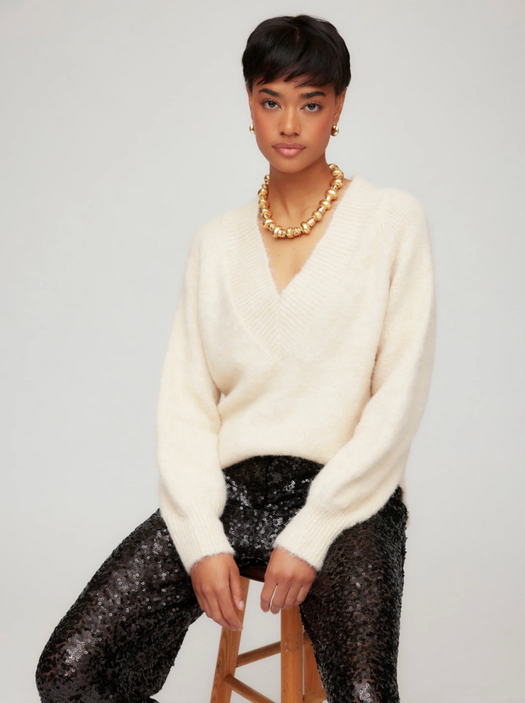 FIFTEEN TWENTY HEATHER V-NECK SWEATER