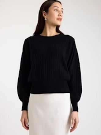 BRODIE PIXIE RIBBED CREW BLACK