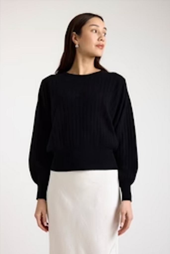 BRODIE PIXIE RIBBED CREW BLACK