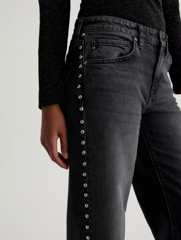 AG JEANS ADRIA STUDDED LOW RISE WIDE LEG