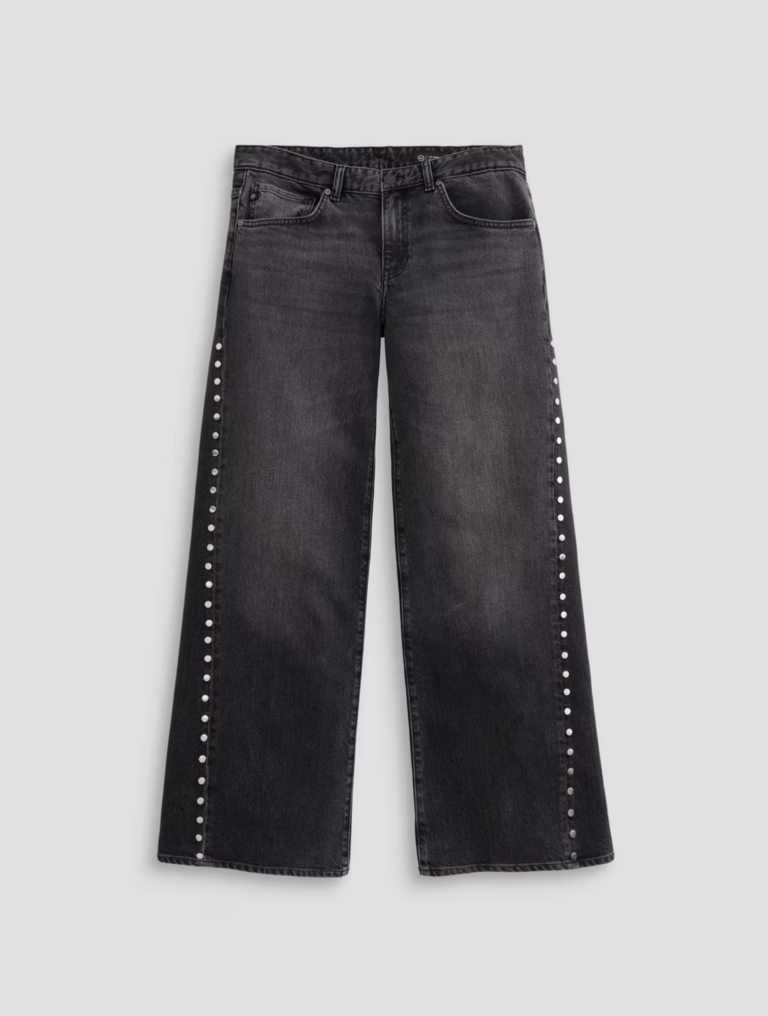 AG JEANS ADRIA STUDDED LOW RISE WIDE LEG