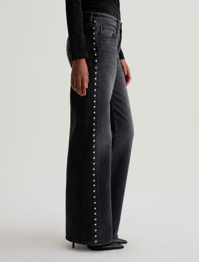 AG JEANS ADRIA STUDDED LOW RISE WIDE LEG