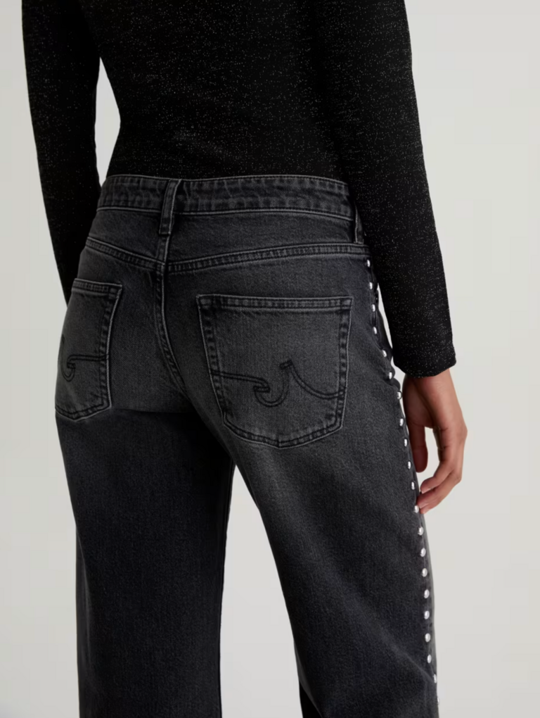 AG JEANS ADRIA STUDDED LOW RISE WIDE LEG